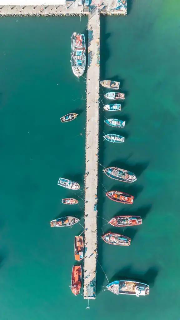 Aerial view of Kalk Bay Harbour, one of Cape Town's most popular seaside attractions near Bliss Seaside Apartment.